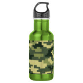 8-bits Pixel Digital Woodland Camouflage / Camo Waterfles (Voorkant)