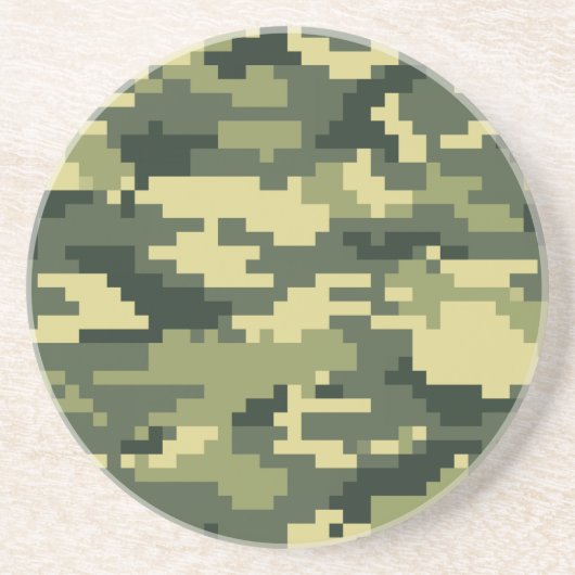 8-bits Pixel Digital Woodland Camouflage / Camo Zandsteen Onderzetter (Voorkant)