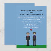 8-bits Pixel Gay Gamer Groom & Groom Wedding Invit Kaart (Voorkant / Achterkant)