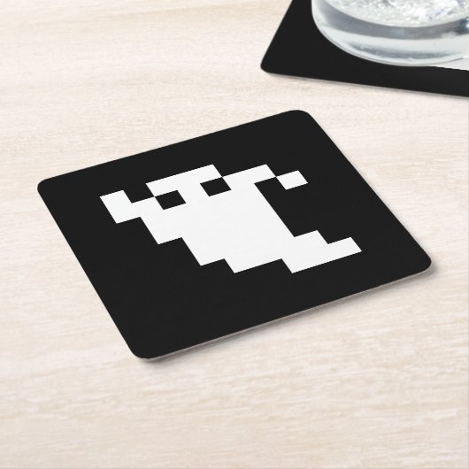 8-bits Pixel Ghost Kartonnen Onderzetters (Schuin)
