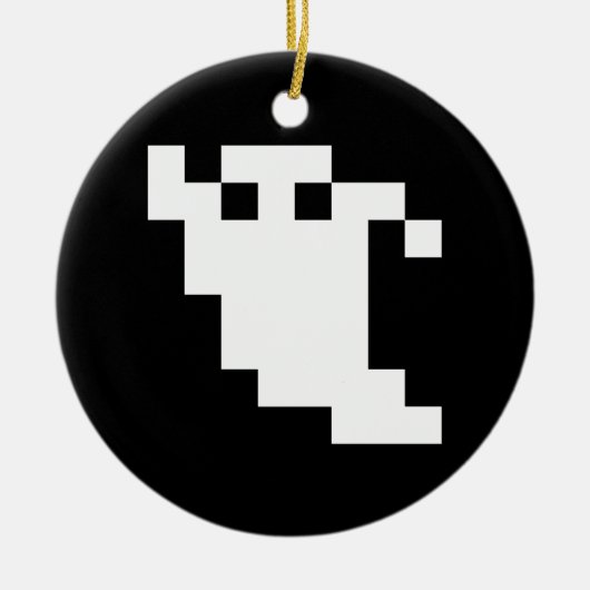 8-bits Pixel Ghost Keramisch Ornament (Voorkant)