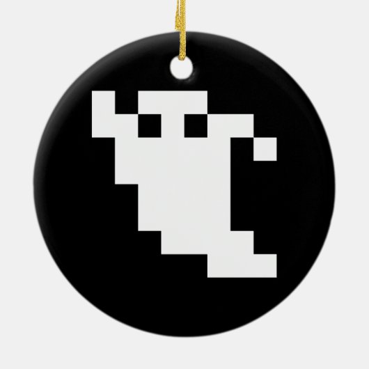 8-bits Pixel Ghost Keramisch Ornament (Achterkant)