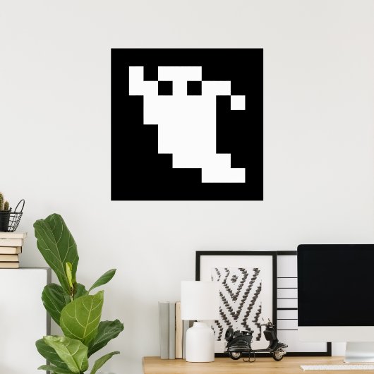 8-bits Pixel Ghost Poster (Thuiskantoor)