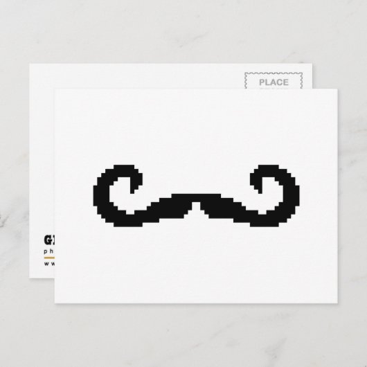 8-bits Pixel Handlebar Mustache Briefkaart (Voorkant / Achterkant)