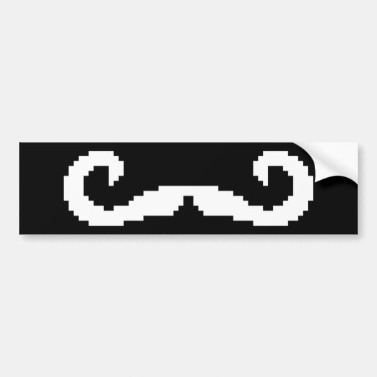 8-bits Pixel Handlebar Mustache Bumpersticker (Voorkant)