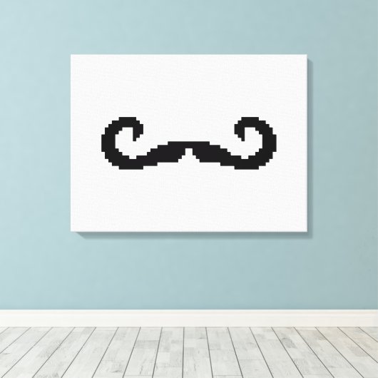 8-bits Pixel Handlebar Mustache Canvas Afdruk (Insitu (Houten vloer))