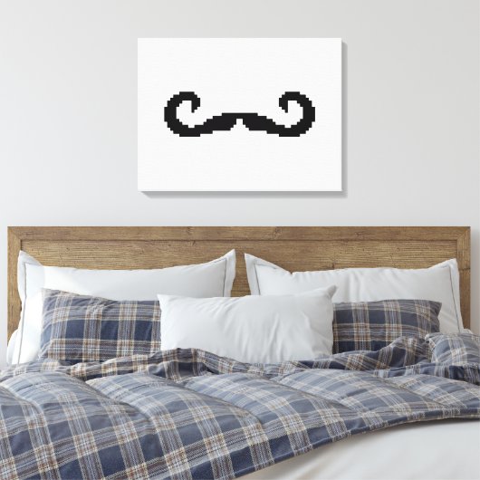 8-bits Pixel Handlebar Mustache Canvas Afdruk (Insitu (Slaapkamer))