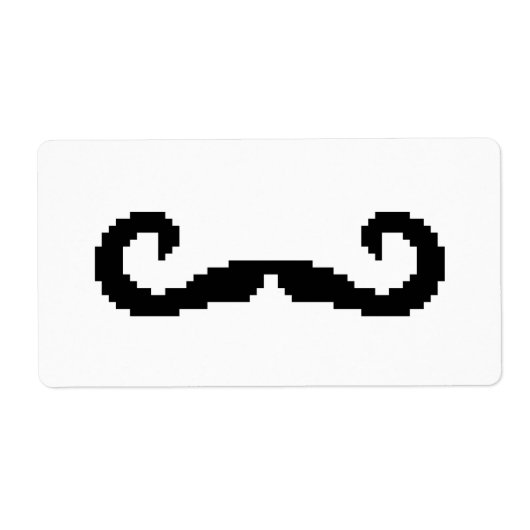 8-bits Pixel Handlebar Mustache Etiket (Voorkant)