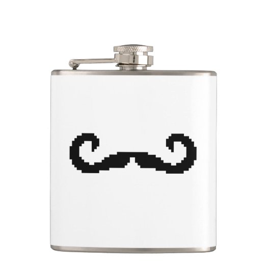8-bits Pixel Handlebar Mustache Heupfles (Voorkant)