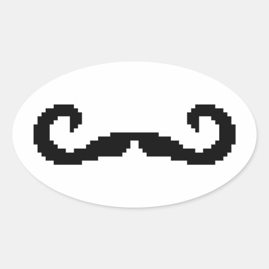8-bits Pixel Handlebar Mustache Ovale Sticker (Voorkant)