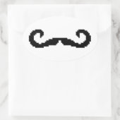 8-bits Pixel Handlebar Mustache Ovale Sticker (Tas)