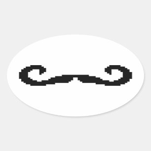 8-bits Pixel Handlebar Mustache Ovale Sticker