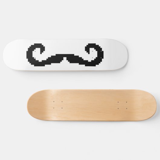 8-bits Pixel Handlebar Mustache Skateboard (Horizontaal)