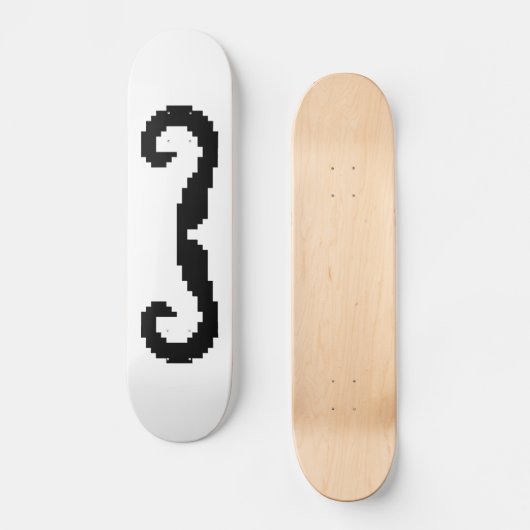 8-bits Pixel Handlebar Mustache Skateboard (Voorkant)