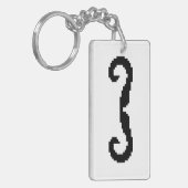 8-bits Pixel Handlebar Mustache Sleutelhanger (Voorkant Links)