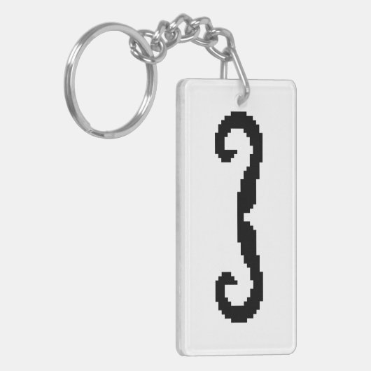 8-bits Pixel Handlebar Mustache Sleutelhanger (Voorkant Links)