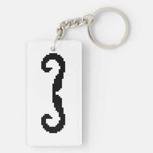 8-bits Pixel Handlebar Mustache Sleutelhanger (achterkant)
