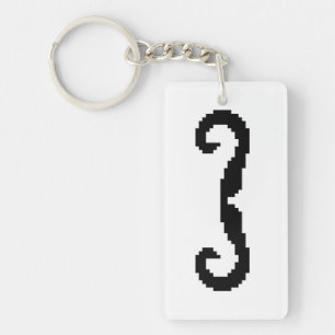 8-bits Pixel Handlebar Mustache Sleutelhanger