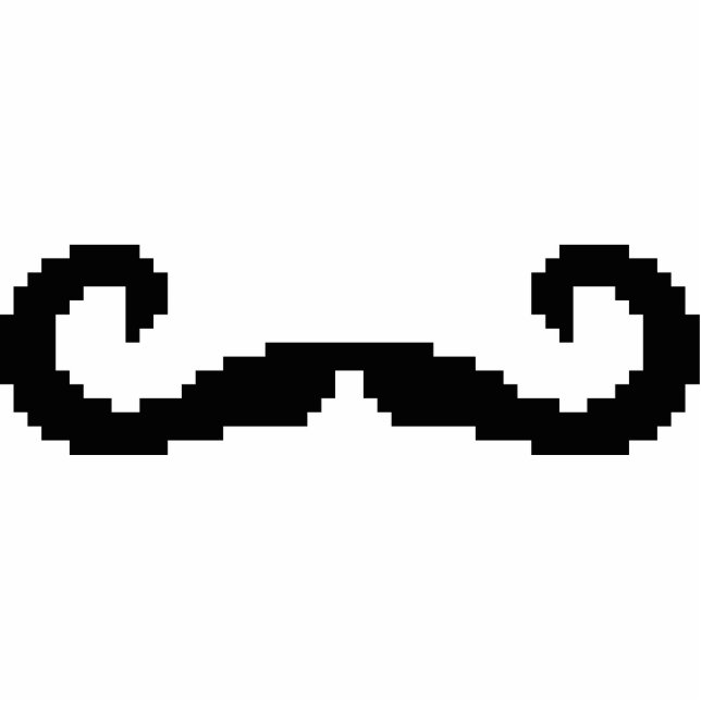 8-bits Pixel Handlebar Mustache Staand Fotobeeldje (Voorkant)