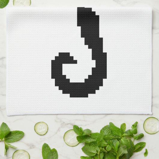 8-bits Pixel Handlebar Mustache Theedoek (Gevouwen)