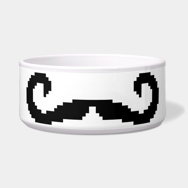 8-bits Pixel Handlebar Mustache Voerbakje (Voorkant)