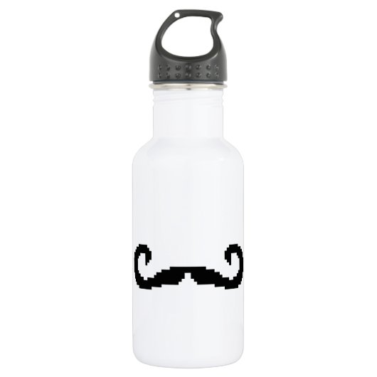 8-bits Pixel Handlebar Mustache Waterfles (Voorkant)