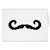 8-bits Pixel Handlebar Mustache Wenskaart (Voorkant Horizontaal)