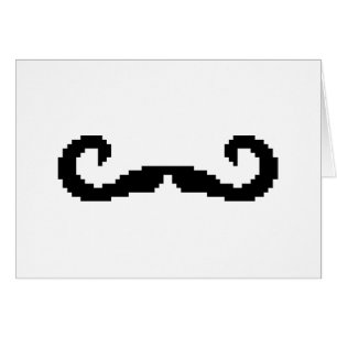 8-bits Pixel Handlebar Mustache Wenskaart