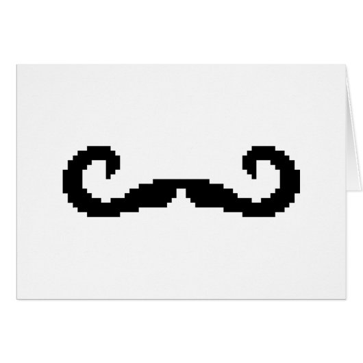 8-bits Pixel Handlebar Mustache Wenskaart (Voorkant Horizontaal)