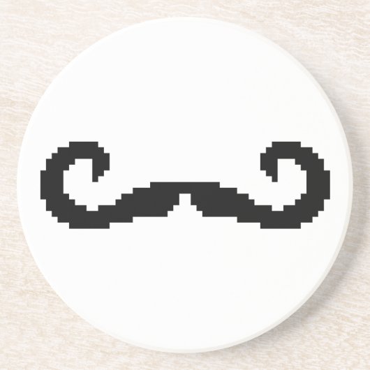 8-bits Pixel Handlebar Mustache Zandsteen Onderzetter (Voorkant)