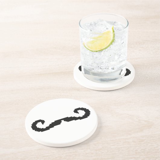 8-bits Pixel Handlebar Mustache Zandsteen Onderzetter (Zijkant)