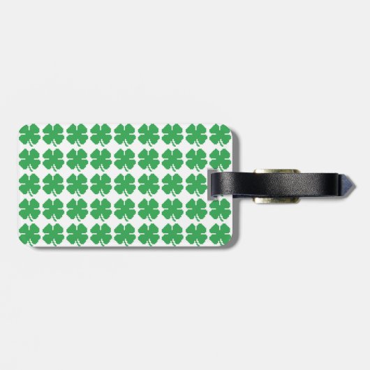 8-bits Pixel Lucky Four Leaf Clover Bagagelabel (Achterkant horizontaal)