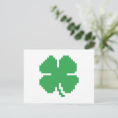 8-bits Pixel Lucky Four Leaf Clover Briefkaart (Staand voorkant)