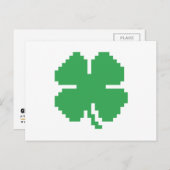 8-bits Pixel Lucky Four Leaf Clover Briefkaart (Voorkant / Achterkant)