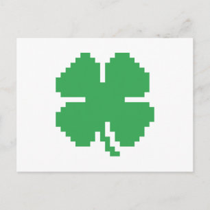 8-bits Pixel Lucky Four Leaf Clover Briefkaart