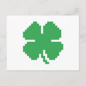 8-bits Pixel Lucky Four Leaf Clover Briefkaart (Voorkant)