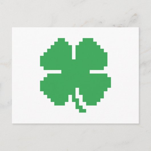 8-bits Pixel Lucky Four Leaf Clover Briefkaart (Voorkant)