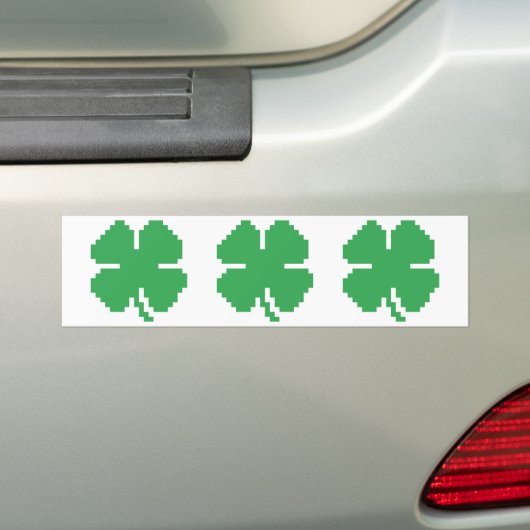 8-bits Pixel Lucky Four Leaf Clover Bumpersticker (Op auto)