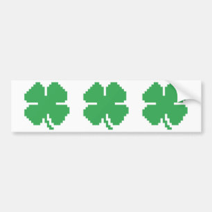 8-bits Pixel Lucky Four Leaf Clover Bumpersticker