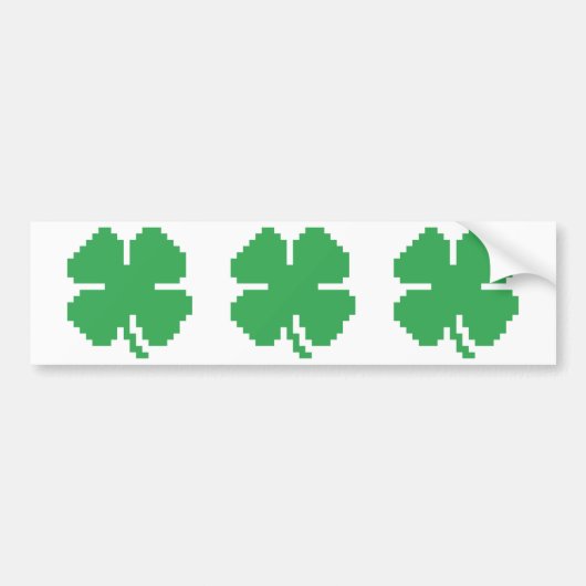 8-bits Pixel Lucky Four Leaf Clover Bumpersticker (Voorkant)