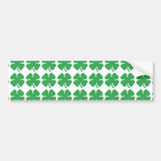 8-bits Pixel Lucky Four Leaf Clover Bumpersticker (Voorkant)