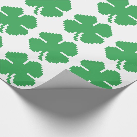 8-bits Pixel Lucky Four Leaf Clover Cadeaupapier (Hoek)