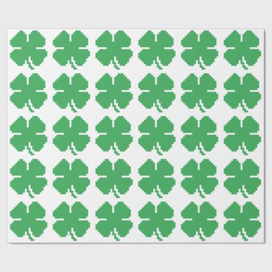 8-bits Pixel Lucky Four Leaf Clover Cadeaupapier (Vlak)