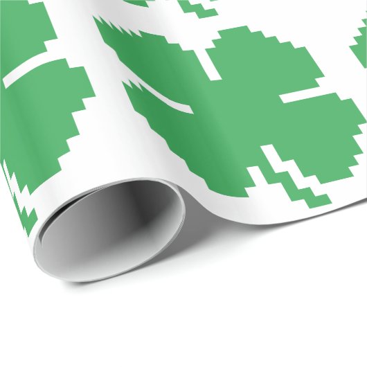 8-bits Pixel Lucky Four Leaf Clover Cadeaupapier (Rol Hoek)