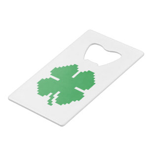 8-bits Pixel Lucky Four Leaf Clover Creditkaart Flessenopener