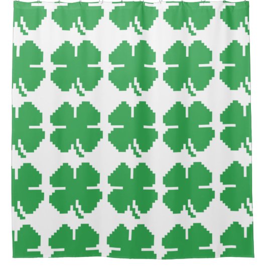 8-bits Pixel Lucky Four Leaf Clover Douchegordijn (Voorkant)