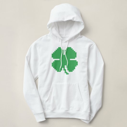 8-bits Pixel Lucky Four Leaf Clover Hoodie (Design voorkant)