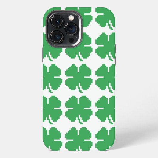 8-bits Pixel Lucky Four Leaf Clover iPhone Hoesje (Achterkant)
