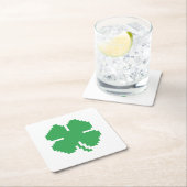 8-bits Pixel Lucky Four Leaf Clover Kartonnen Onderzetters (Insitu)