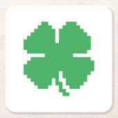 8-bits Pixel Lucky Four Leaf Clover Kartonnen Onderzetters (Voorkant)